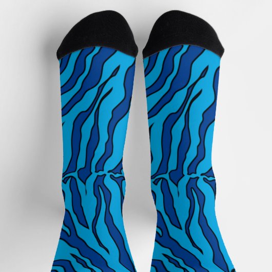 Blaue und türkisfarbene Tigerstreifen Socken (Oben)