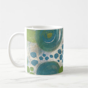 Blaue und Türkiswirbel auf Goldhintergrund-Kaffeet Kaffeetasse
