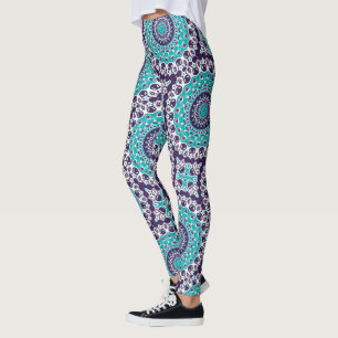 Blaue und violette abstrakte Mandala-Muster Leggings