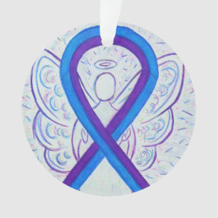 Blaue und violette Awareness-Schleife individuelle Ornament