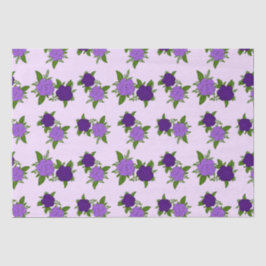 Blaue und violette Blumen mit violettem Muster Seidenpapier