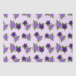 Blaue und violette Blumen mit violettem Muster Seidenpapier