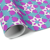 Blaue und violette Blumenmuster PP4 Geschenkpapier (Rolleneckpunkt)