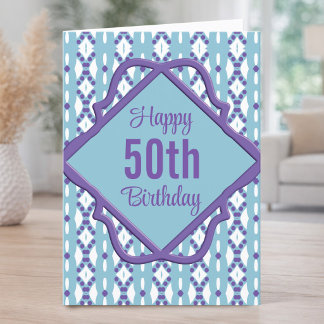 Blaue und violette Diamant 50. Geburtstagskarte Karte