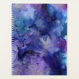 Blaue und violette flüssige Wasserfarbe Marmoriert Planer