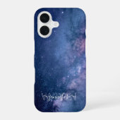 Blaue und violette Galaxie iPhone 16 Hülle (Rückseite)