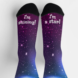 Blaue und violette Galaxy-Festtagsgrüße Socken