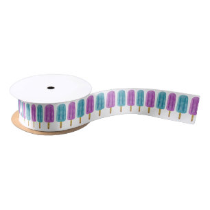 Blaue und violette gefrorene Eis-Pops-Sommer-Muste Satinband
