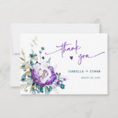 Blaue und violette Hochzeit Danke (Vorderseite)
