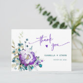 Blaue und violette Hochzeit Danke (Stehend Vorderseite)