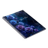 Blaue und violette Hochzeitsrosen Fantasy Notizblock (Rechte Seite)