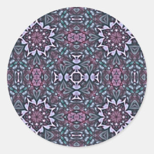 Blaue und violette Kaleidoskop-Muster Runder Aufkleber
