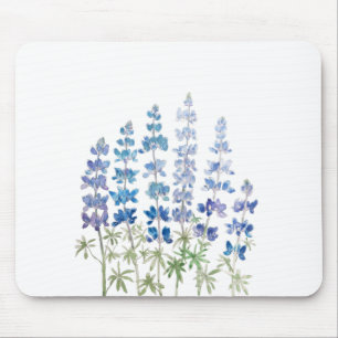 blaue und violette Lupinenblüten Mousepad