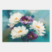 Blaue und violette malerische Blumen Geschenkpapier Set (Vorderseite)