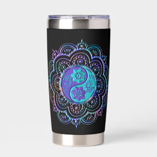 Blaue und violette Mandala-Wasserflasche Thermobecher