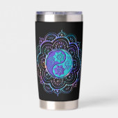Blaue und violette Mandala-Wasserflasche Thermobecher (Rückseite)