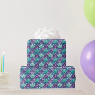 Blaue und violette Muschel  Geschenkpapier