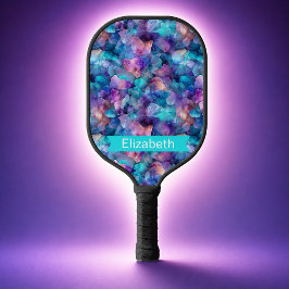 Blaue und violette Opal-Kristall-Personalisierung Pickleball Schläger