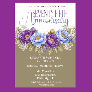 Blaue und violette Pfingstrose 75. Hochzeitstag Einladung