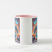 Blaue und violette Plüschkaninchen mit Herzen. Tasse (Zentrum)