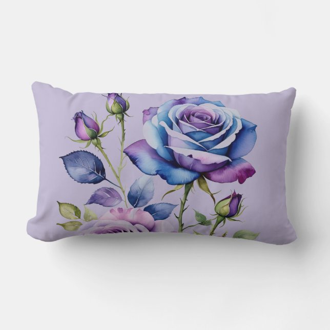 Blaue und violette Rose (lila) Lendenkissen (Vorderseite)