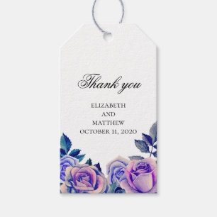 Blaue und violette Rosen danke. Hochzeitsgeschenk- Geschenkanhänger