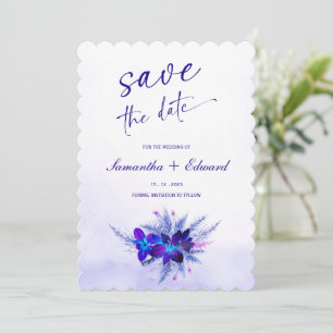 Blaue und violette Save-the-Date-Karten Ideen Einladung