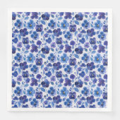 Blaue und violette Stiefmütterchen-Blumenmuster Serviette (Vorderseite)
