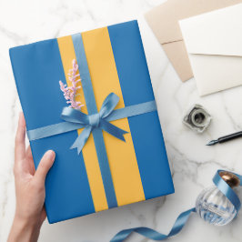 Blaue und warme gelbe Streifen Umschlagpapier Geschenkpapier