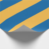 Blaue und warme gelbe Streifen Umschlagpapier Geschenkpapier (Ecke)