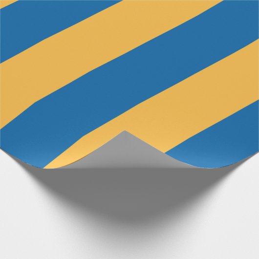 Blaue und warme gelbe Streifen Umschlagpapier Geschenkpapier (Ecke)