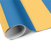 Blaue und warme gelbe Streifen Umschlagpapier Geschenkpapier (Rolleneckpunkt)