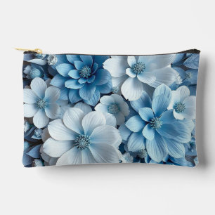 Blaue und weiße 3D-Blumen Zubehörtasche