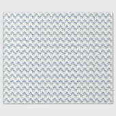 Blaue und weiße abstrakte Blumen Geschenkpapier (Flach)
