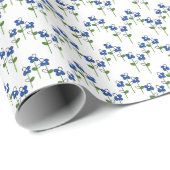 Blaue und weiße abstrakte Blumen Geschenkpapier (Rolleneckpunkt)