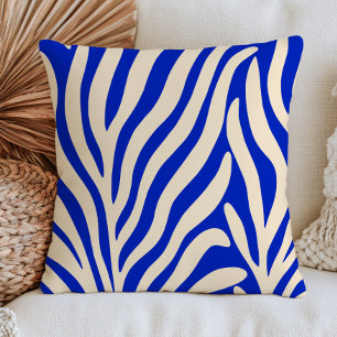 Blaue und weiße abstrakte botanische BOHO-Chic-Mod Kissen