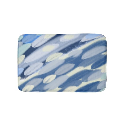Blaue und Weiße Abstrakte Kunst Badematte (Vorderseite)