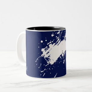 Blaue und weiße abstrakte Monogrammnamen Zweifarbige Tasse