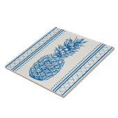 Blaue und weiße Ananas-Silhouette Fliese (Seite)