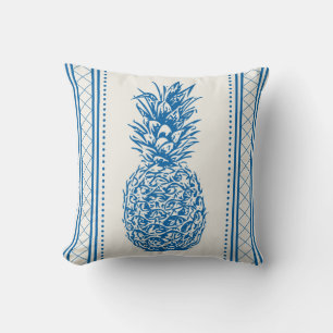 Blaue und weiße Ananas-Silhouette Kissen