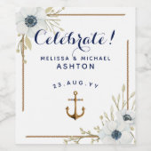 Blaue und weiße Anemonen der Nautischen Seenplatte Weinetikett (Einzelnes Label)