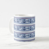 Blaue und weiße Anker Kaffeetasse (Vorderseite Links)