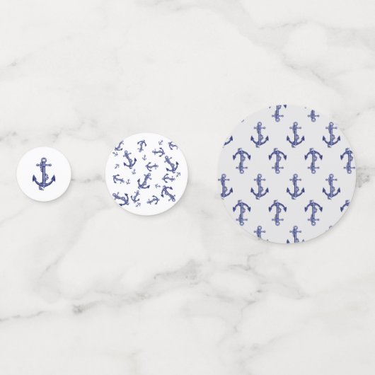 Blaue und weiße Anker Konfetti (Vorderseiten)