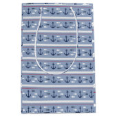 Blaue und weiße Anker Mittlere Geschenktüte (Vorderseite)