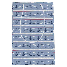 Blaue und weiße Anker Mittlere Geschenktüte