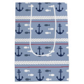 Blaue und weiße Anker Mittlere Geschenktüte (Rückseite)
