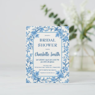 blaue und weiße antike Chinoiserie-Brautdusche Postkarte