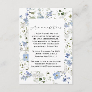 Blaue und weiße Aquarell-Blumen-Hochzeitseinlage Begleitkarte