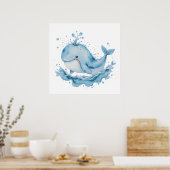 Blaue und weiße Aquarellwale - Kinderzimmer Mauer Poster (Küche)