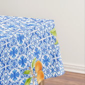 Blaue und weiße Azulejo-Fliesen mit Orange Tischdecke (Beispiel)